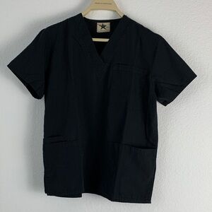 Classic Black V-Neck Women's Scrubs Top